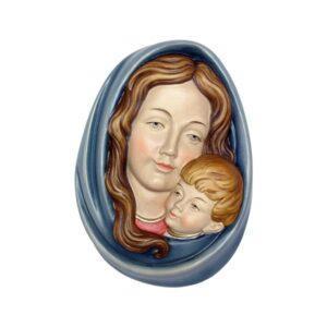 Sonia Demetz, Holy Mary with child relief, of maple wood, hand crafted, religious art